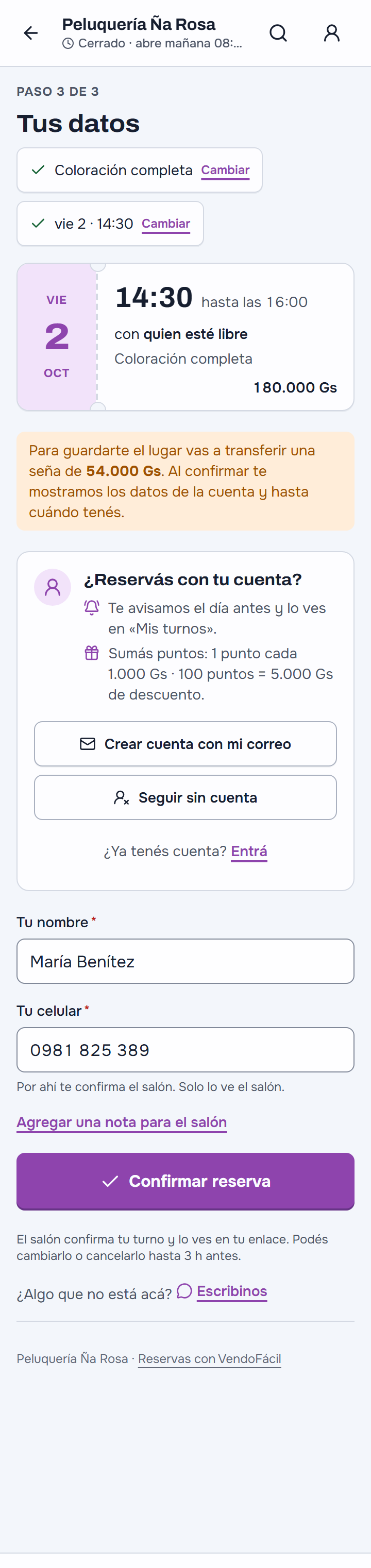 Paso 3: sus datos