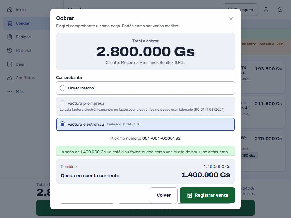 El cobro de la caja de dirección: arranca solo con la seña de 1.400.000 a su favor en la cuenta corriente y 1.400.000 en efectivo