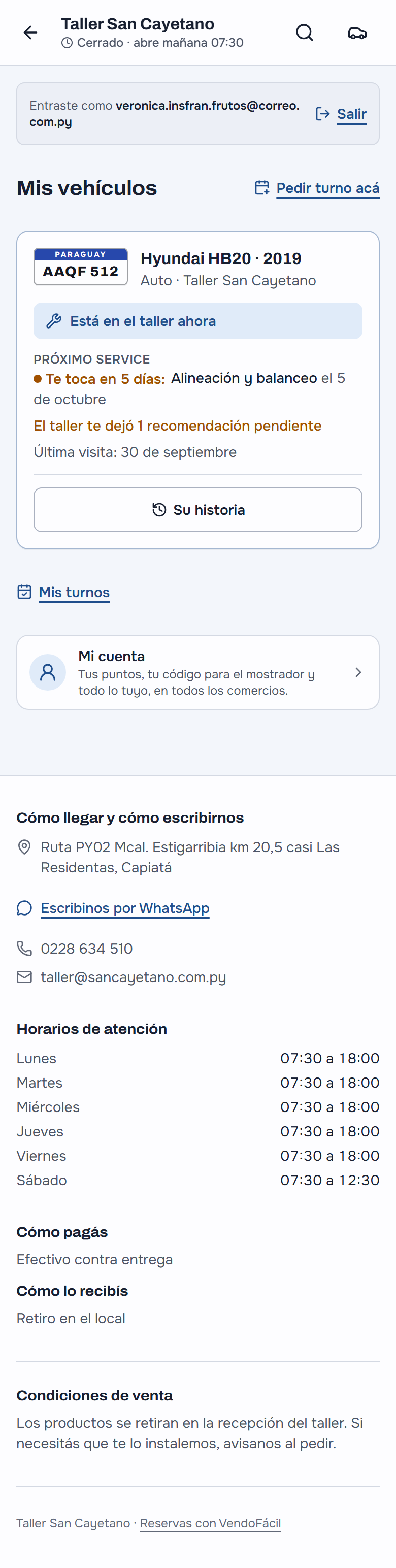 Mis vehículos en el celular: el HB20 con su próximo service y lo recomendado